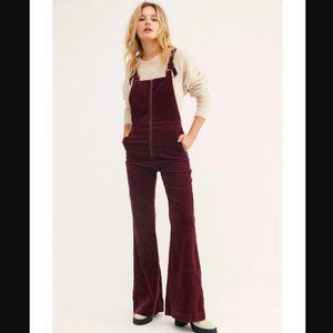 Rolla's East Coast Flare Burgundy Corduroy Overalls Size 28